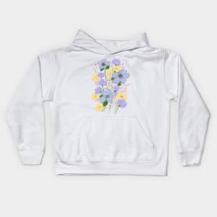 Purple Abstract Wild Flowers Illustration Kids Hoodie